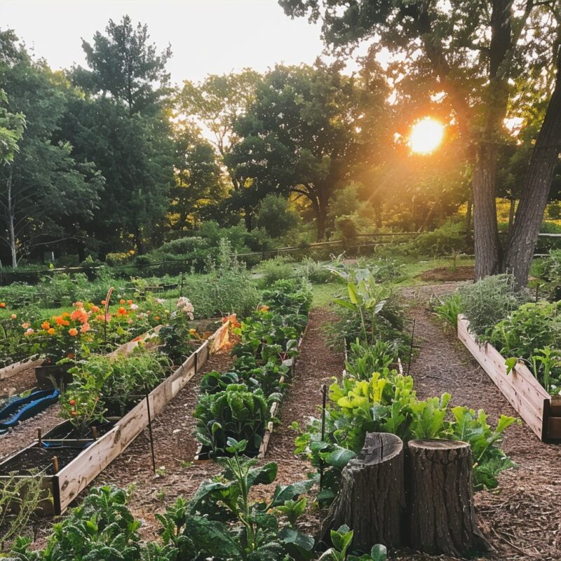 Outdoor Organic garden with maximized space