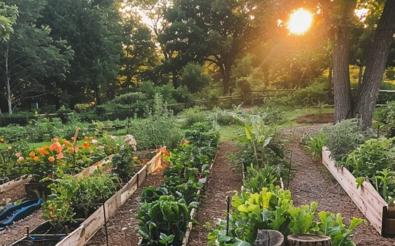 Outdoor Organic garden with maximized space