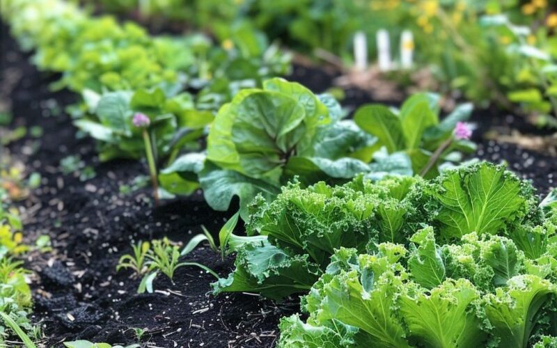 healthy Crop and soil in organic garden